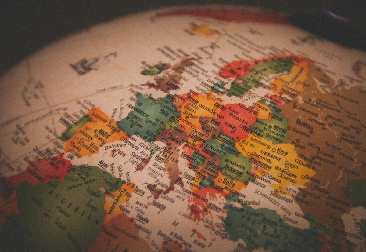 Europe on a globe